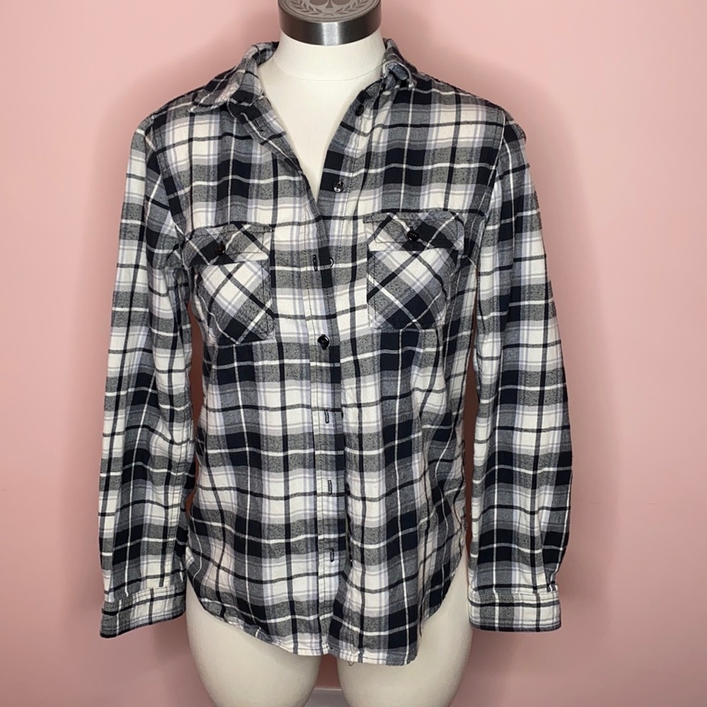 Andrea Jovine Black and White Flannel Shirt